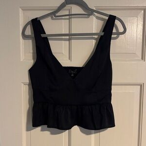 Lulu's Black Ruffled Crop Top